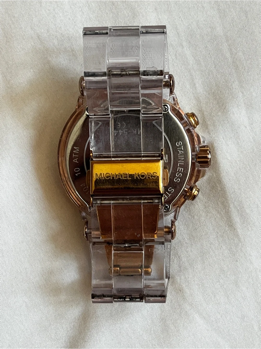 Michael Kors Clear Rose Gold Chronograph Watch